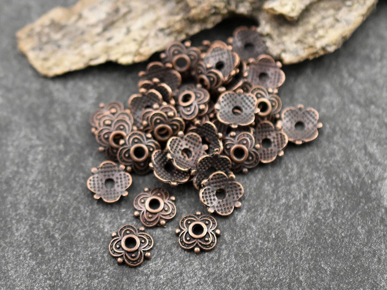100 8mm Antique Copper Bead Caps Michaels